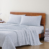 Lane Linen Blue Polka Dot Organic Washed Cotton Sheet Set