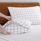 Lane Linen Charcoal Windowpane Organic Washed Cotton Sheet Set