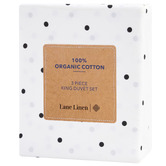 Lane Linen Black Polka Dot Organic Washed Cotton Sheet Set