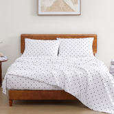 Lane Linen Black Polka Dot Organic Washed Cotton Sheet Set