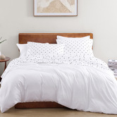 Lane Linen Black Polka Dot Organic Washed Cotton Sheet Set