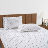 Lane Linen Black Polka Dot Organic Washed Cotton Sheet Set