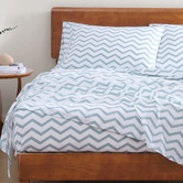 Lane Linen Chevron Organic Washed Cotton Sheet Set