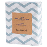 Lane Linen Chevron Organic Washed Cotton Sheet Set