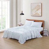 Lane Linen Chevron Organic Washed Cotton Sheet Set