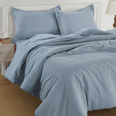 Lane Linen French Blue Washed Organic Cotton Quilt Cover Set