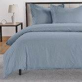Lane Linen French Blue Washed Organic Cotton Quilt Cover Set
