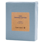 Lane Linen French Blue Washed Organic Cotton Quilt Cover Set