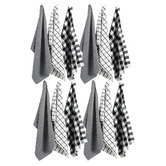 Lane Linen 12 Piece Checkered Cotton Tea Towel Set