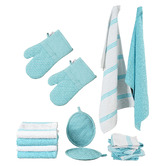 Lane Linen 16 Piece Cotton Tea Towel, Dish Cloth, Pot Holder &amp; Oven Mitt Set
