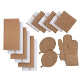Lane Linen 16 Piece Cotton Tea Towel, Dish Cloth, Pot Holder &amp; Oven Mitt Set