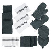 Lane Linen 16 Piece Cotton Tea Towel, Dish Cloth, Pot Holder &amp; Oven Mitt Set
