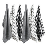 Lane Linen 6 Piece Checkered Cotton Tea Towel Set