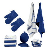 Lane Linen 16 Piece Cotton Tea Towel, Dish Cloth, Pot Holder &amp; Oven Mitt Set