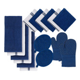 Lane Linen 16 Piece Cotton Tea Towel, Dish Cloth, Pot Holder &amp; Oven Mitt Set