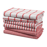 Lane Linen 6 Piece Red Cotton Tea Towel Set