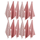 Lane Linen 12 Piece Red Cotton Tea Towel Set