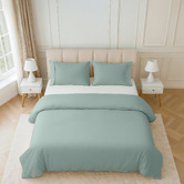 Lane Linen Cool Blue Organic Washed Cotton Quilt Cover Set