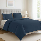 Lane Linen Navy Organic Washed Cotton Quilt Cover Set