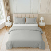 Lane Linen Silver Organic Washed Cotton Quilt Cover Set