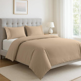 Lane Linen Taupe Organic Washed Cotton Quilt Cover Set