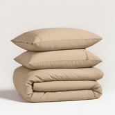 Lane Linen Taupe Organic Washed Cotton Quilt Cover Set
