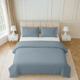 Lane Linen French Blue Washed Organic Cotton Quilt Cover Set