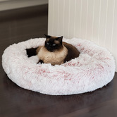 Lulu and Boo Pink Oval Faux Fur Pet Bed