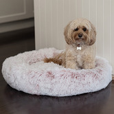 Lulu and Boo Pink Oval Faux Fur Pet Bed