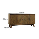 Elmbank Furniture Sinclair 4 Door Recycled Pine Wood Sideboard