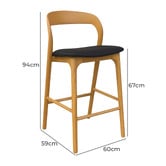 Elmbank Furniture 67cm Maven Ash Wood Bar Stool