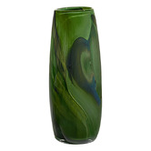 Ben David Green Abstract Glass Vase