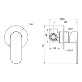 MIXX Tapware &amp; Accessories Saffron 131mm Shower/Bath Wall Mixer