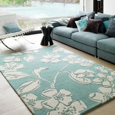 Asiatic Blue Devore Hand-Tufted Wool-Blend Rug