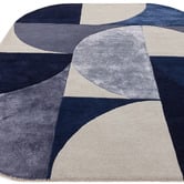 Asiatic Indigo Oval Hand-Tufted Wool-Blend Rug