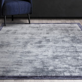 Asiatic Navy Blade Border Hand-Woven Viscose Rug