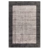 Asiatic Charcoal Blade Border Hand-Woven Viscose Rug