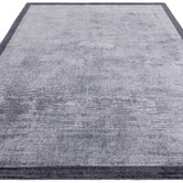 Asiatic Navy Blade Border Hand-Woven Viscose Rug