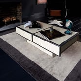 Asiatic Charcoal Blade Border Hand-Woven Viscose Rug