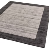 Asiatic Charcoal Blade Border Hand-Woven Viscose Rug