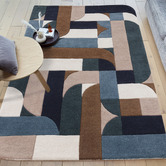 Asiatic Multicolour Matrix Klotski Hand-Tufted Wool Rug