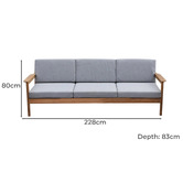 Warwilla Living 3 Seater Rome Teak Wood Outdoor Sofa
