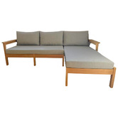 Warwilla Living 4 Seater Charley Teak Wood Outdoor Sofa with Right Chaise