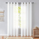Drapes &amp; Co Homespun Light Filtering Eyelet Single Panel Curtain