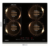 Linarie Appliances Linarie Cannes 60cm Glass Induction Cooktop with 4 Cooking FlexZones