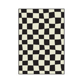 Double Black Checked Out Machine Washable Rug