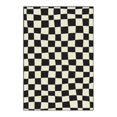 Double Black Checked Out Machine Washable Rug