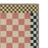 Double Pale Pink Checkered Machine Washable Rug