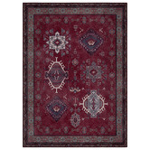 Double Crimson Parts Machine Washable Rug