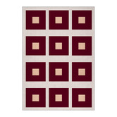 Double Red Square Machine Washable Rug